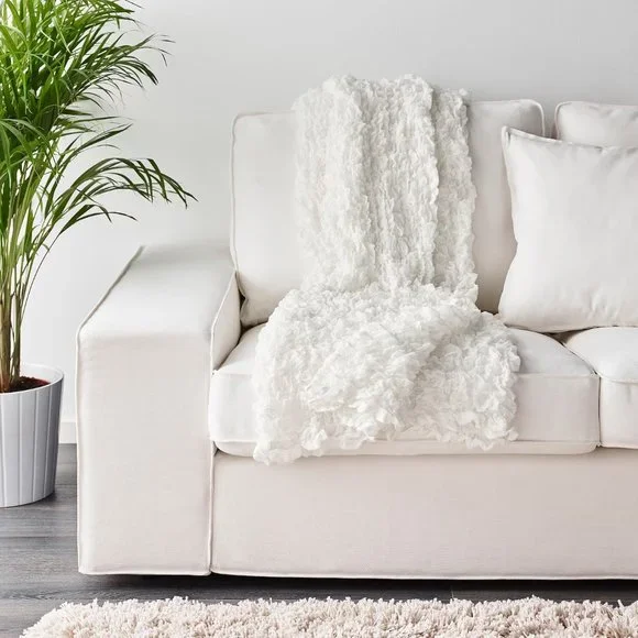 IKEA OFELIA Bedspread throw blanket, white